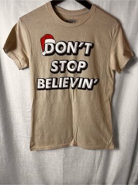 Don't Stop Believin' Graphic Tee - Beige